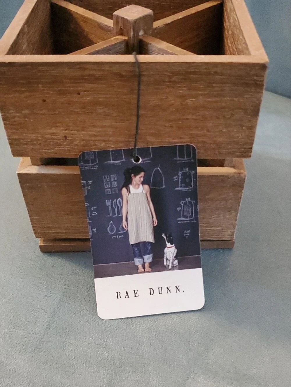 Rae Dunn Brown Wood Desk Organizer with Tag